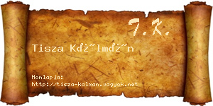 Tisza Kálmán névjegykártya